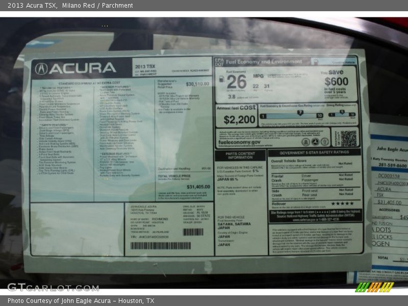 Milano Red / Parchment 2013 Acura TSX
