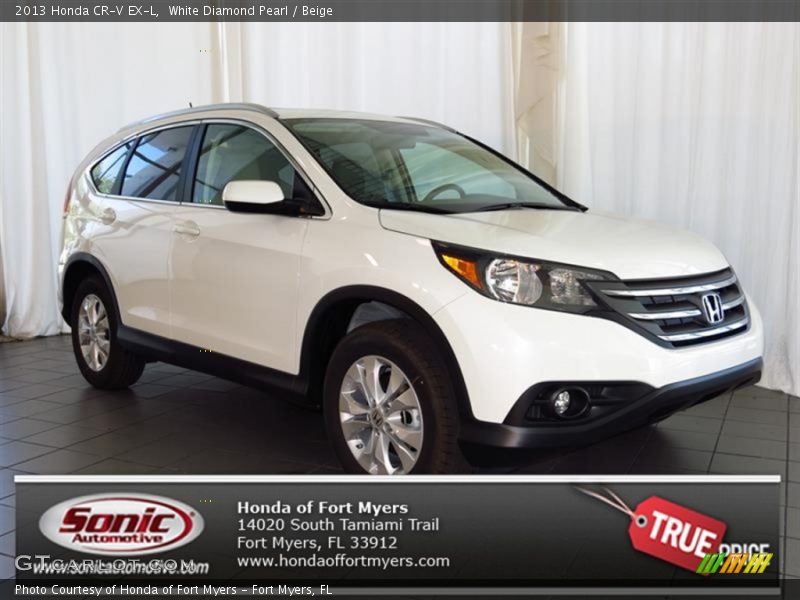 White Diamond Pearl / Beige 2013 Honda CR-V EX-L