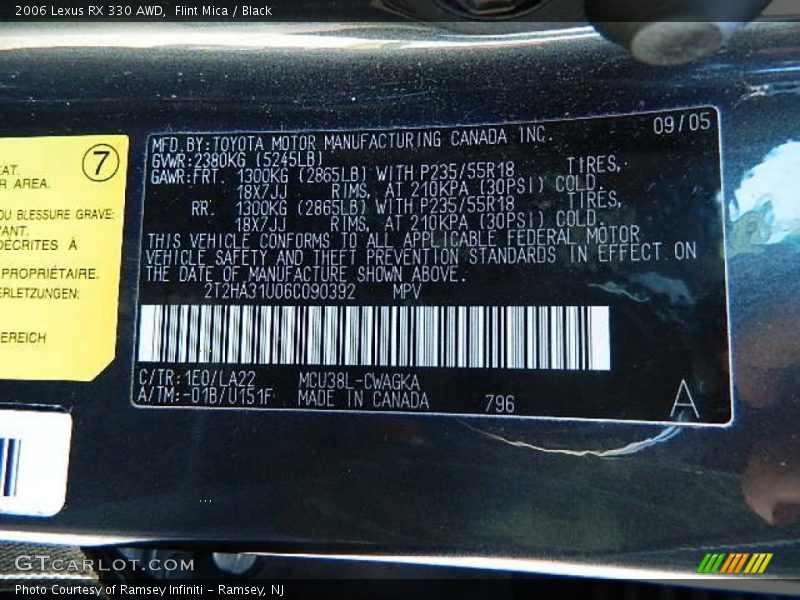 Flint Mica / Black 2006 Lexus RX 330 AWD