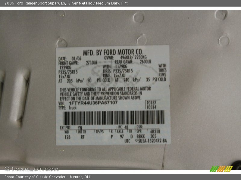 Silver Metallic / Medium Dark Flint 2006 Ford Ranger Sport SuperCab