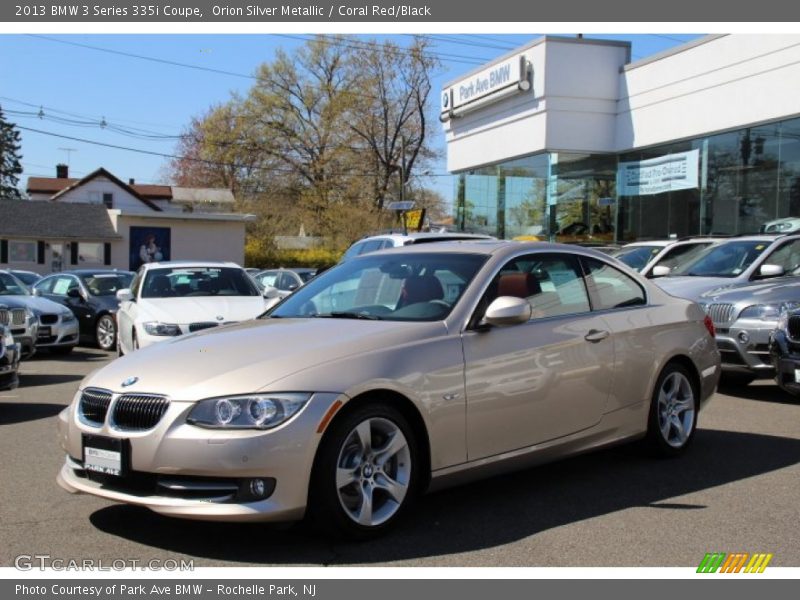 Orion Silver Metallic / Coral Red/Black 2013 BMW 3 Series 335i Coupe