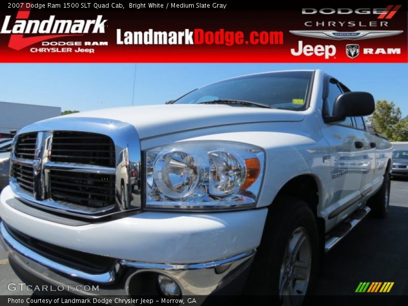 Bright White / Medium Slate Gray 2007 Dodge Ram 1500 SLT Quad Cab