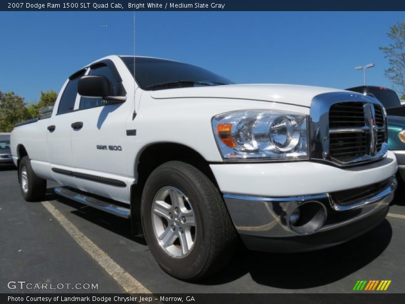 Bright White / Medium Slate Gray 2007 Dodge Ram 1500 SLT Quad Cab