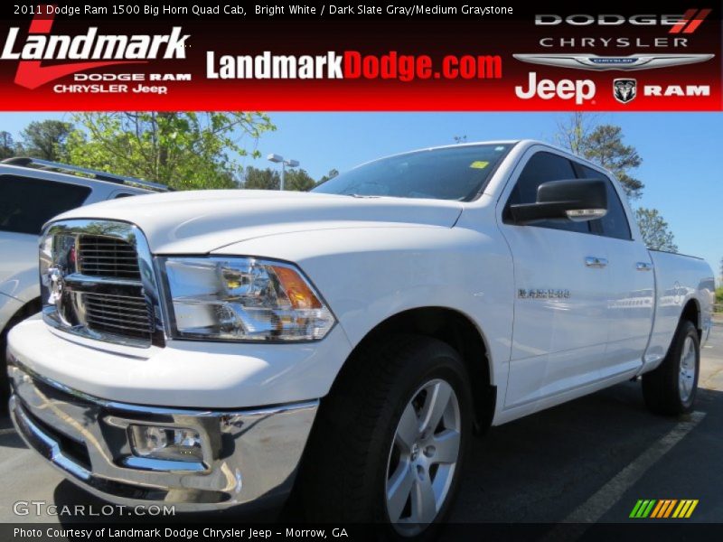 Bright White / Dark Slate Gray/Medium Graystone 2011 Dodge Ram 1500 Big Horn Quad Cab