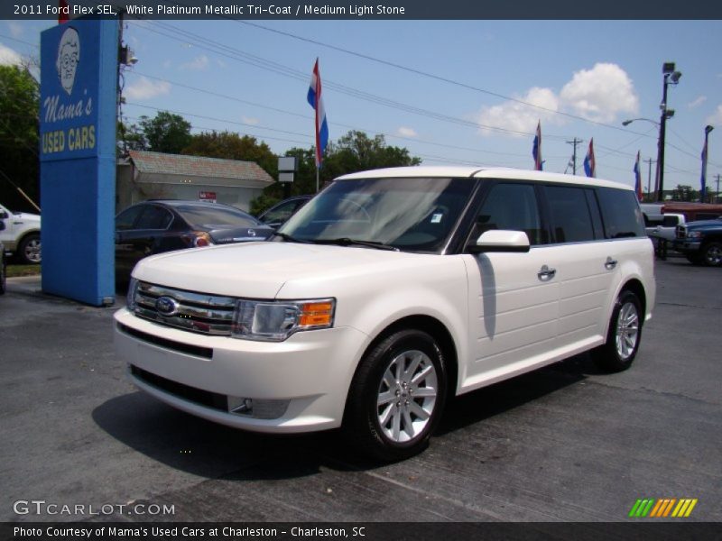 White Platinum Metallic Tri-Coat / Medium Light Stone 2011 Ford Flex SEL