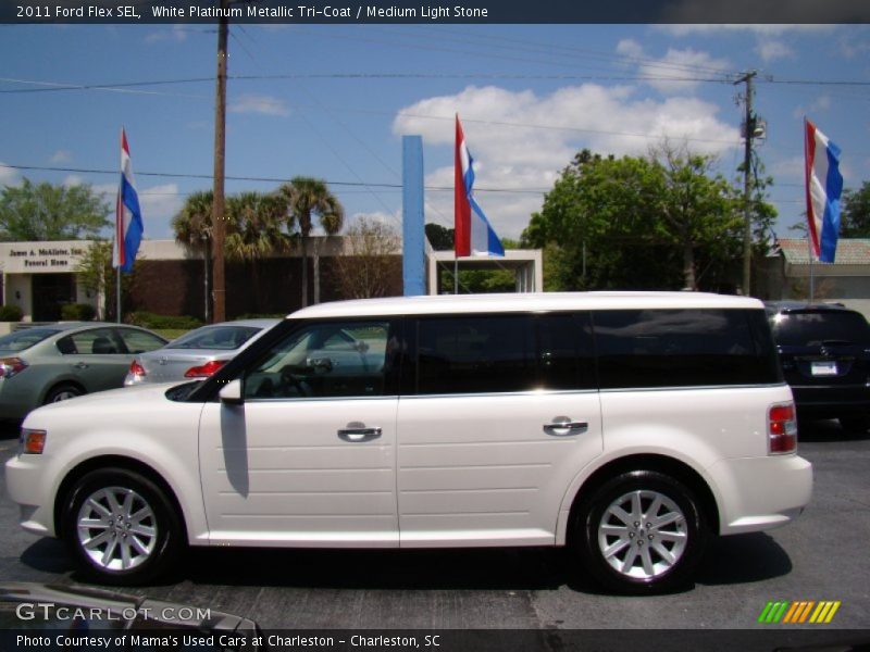 White Platinum Metallic Tri-Coat / Medium Light Stone 2011 Ford Flex SEL