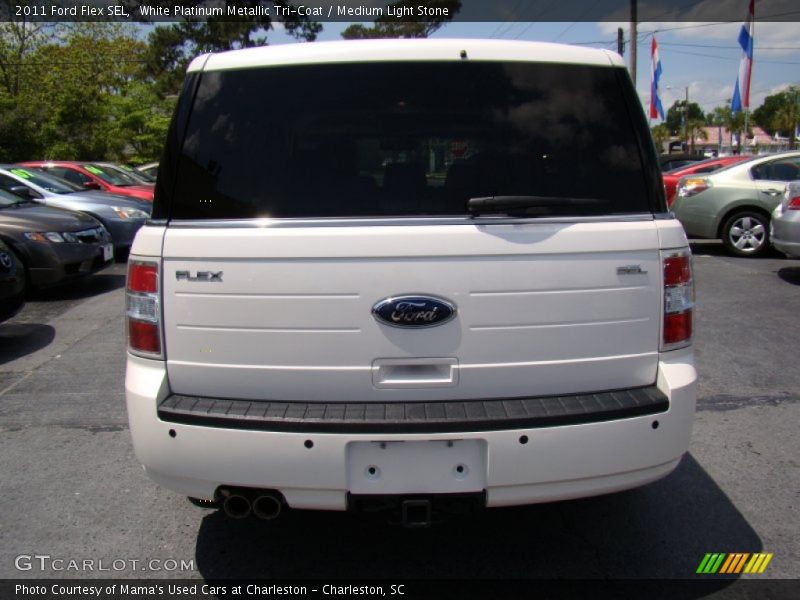 White Platinum Metallic Tri-Coat / Medium Light Stone 2011 Ford Flex SEL