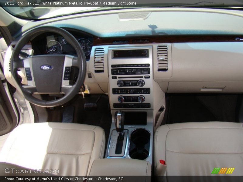 White Platinum Metallic Tri-Coat / Medium Light Stone 2011 Ford Flex SEL