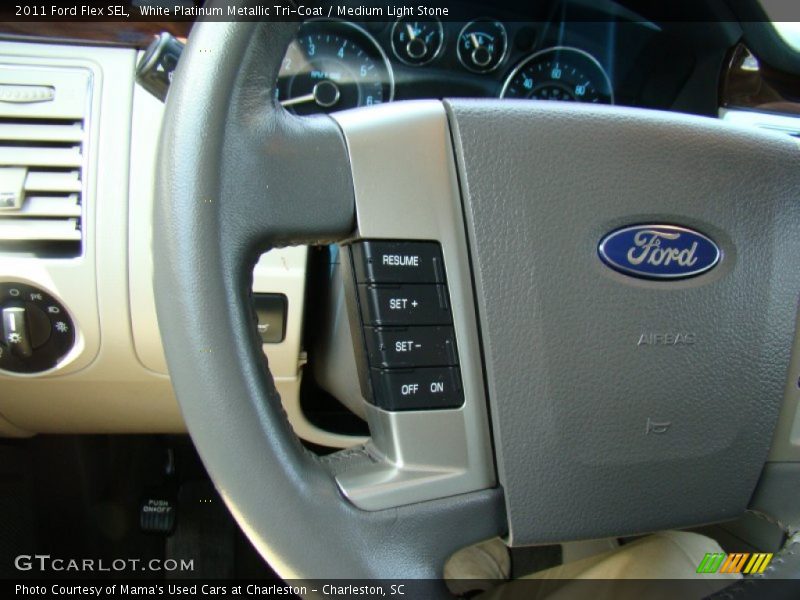 White Platinum Metallic Tri-Coat / Medium Light Stone 2011 Ford Flex SEL