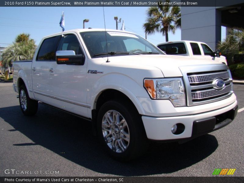 White Platinum Metallic Tri Coat / Medium Stone Leather/Sienna Brown 2010 Ford F150 Platinum SuperCrew