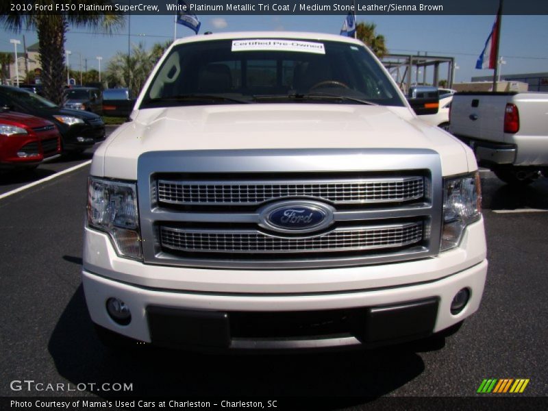 White Platinum Metallic Tri Coat / Medium Stone Leather/Sienna Brown 2010 Ford F150 Platinum SuperCrew