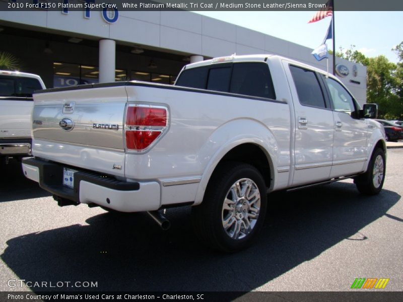 White Platinum Metallic Tri Coat / Medium Stone Leather/Sienna Brown 2010 Ford F150 Platinum SuperCrew