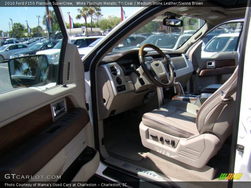 White Platinum Metallic Tri Coat / Medium Stone Leather/Sienna Brown 2010 Ford F150 Platinum SuperCrew