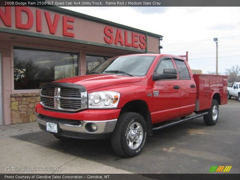 Flame Red / Medium Slate Gray 2008 Dodge Ram 2500 SLT Quad Cab 4x4 Utility Truck
