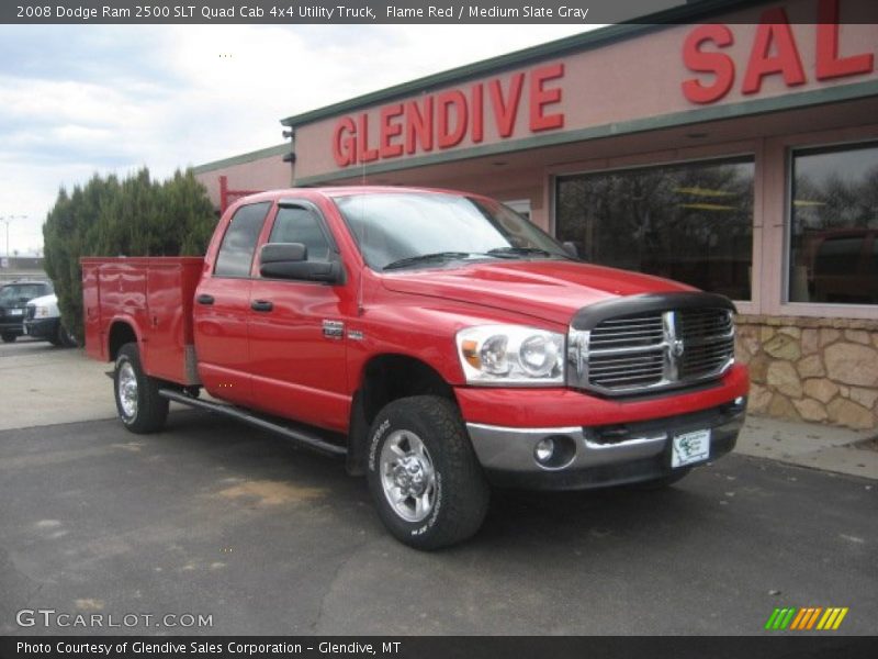 Flame Red / Medium Slate Gray 2008 Dodge Ram 2500 SLT Quad Cab 4x4 Utility Truck