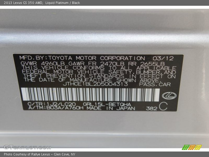 Liquid Platinum / Black 2013 Lexus GS 350 AWD