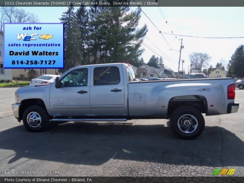 Silver Ice Metallic / Ebony 2013 Chevrolet Silverado 3500HD LT Crew Cab 4x4 Dually