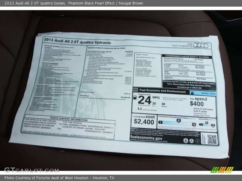 Phantom Black Pearl Effect / Nougat Brown 2013 Audi A6 2.0T quattro Sedan
