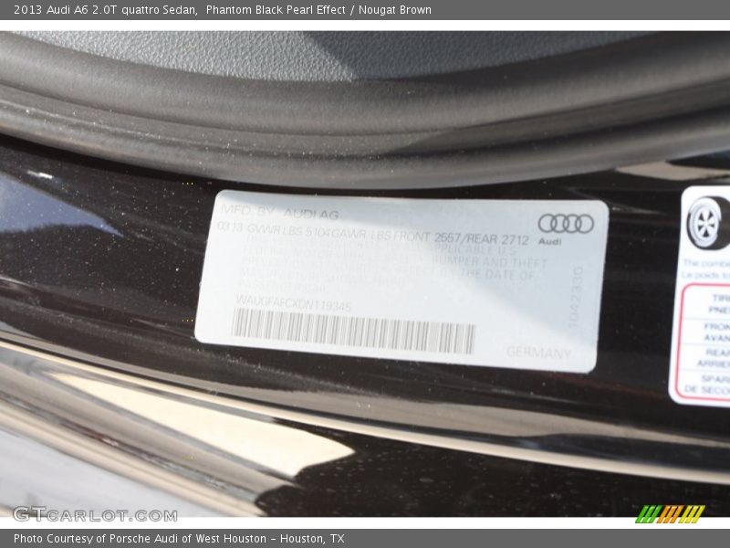 Phantom Black Pearl Effect / Nougat Brown 2013 Audi A6 2.0T quattro Sedan