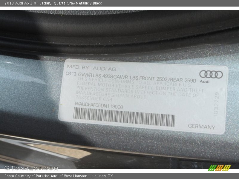 Quartz Gray Metallic / Black 2013 Audi A6 2.0T Sedan