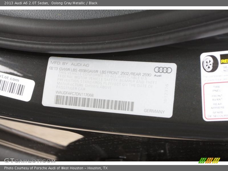Oolong Gray Metallic / Black 2013 Audi A6 2.0T Sedan