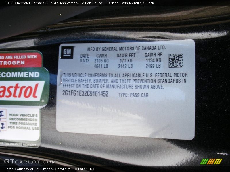 Carbon Flash Metallic / Black 2012 Chevrolet Camaro LT 45th Anniversary Edition Coupe