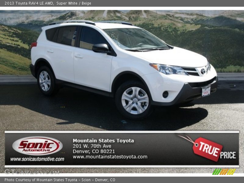 Super White / Beige 2013 Toyota RAV4 LE AWD