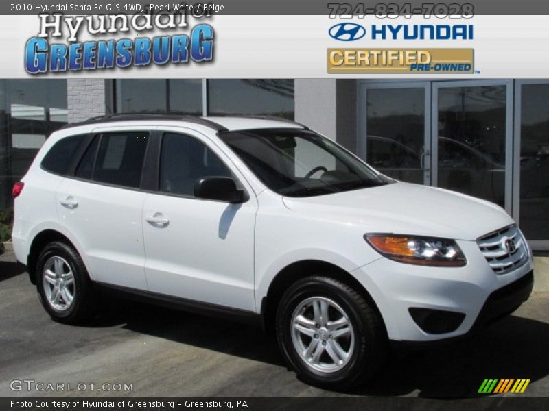 Pearl White / Beige 2010 Hyundai Santa Fe GLS 4WD
