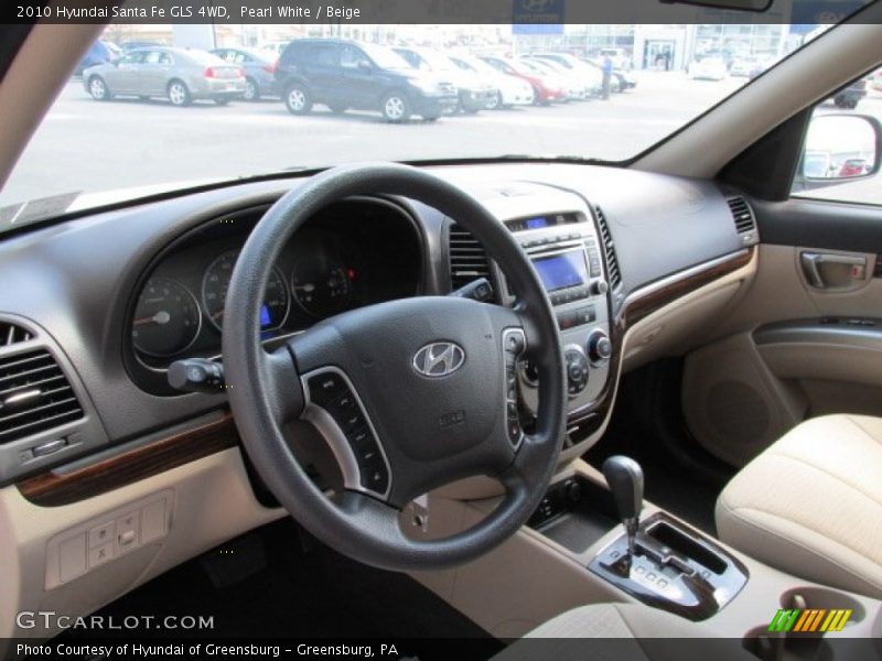 Pearl White / Beige 2010 Hyundai Santa Fe GLS 4WD