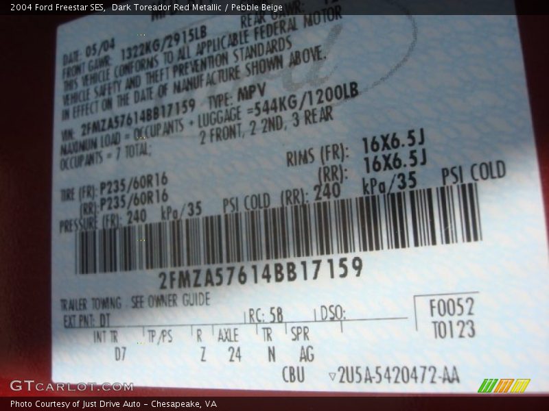 Dark Toreador Red Metallic / Pebble Beige 2004 Ford Freestar SES