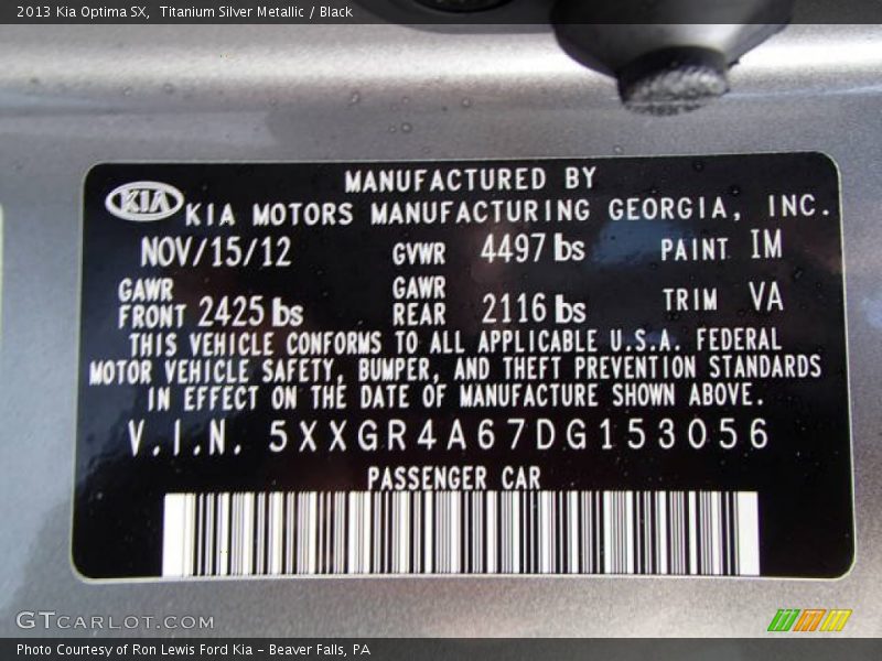 Titanium Silver Metallic / Black 2013 Kia Optima SX