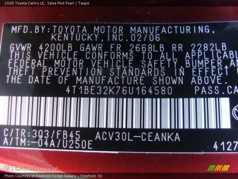 Salsa Red Pearl / Taupe 2006 Toyota Camry LE