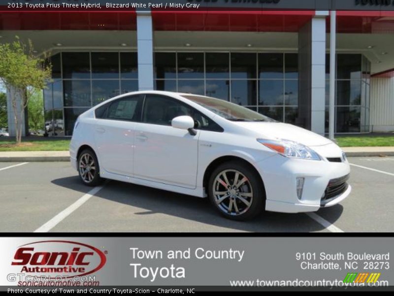 Blizzard White Pearl / Misty Gray 2013 Toyota Prius Three Hybrid