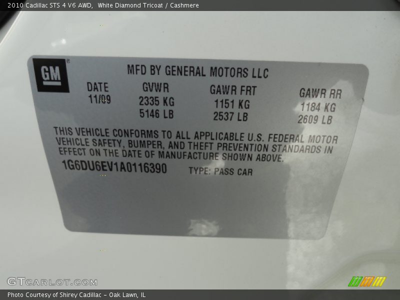 White Diamond Tricoat / Cashmere 2010 Cadillac STS 4 V6 AWD