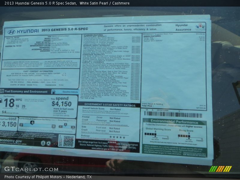 White Satin Pearl / Cashmere 2013 Hyundai Genesis 5.0 R Spec Sedan