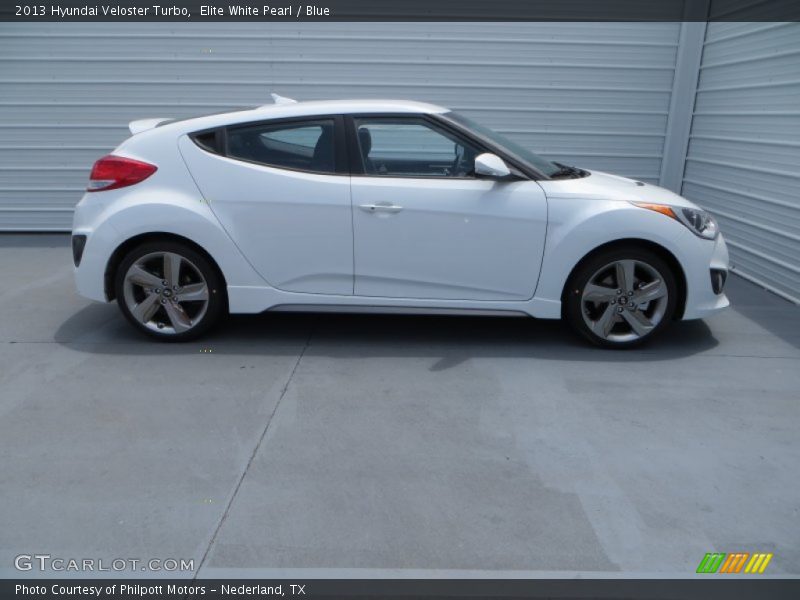 Elite White Pearl / Blue 2013 Hyundai Veloster Turbo