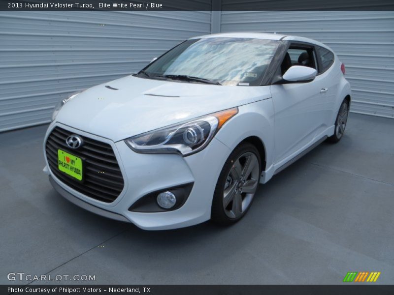 Elite White Pearl / Blue 2013 Hyundai Veloster Turbo