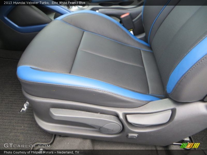Elite White Pearl / Blue 2013 Hyundai Veloster Turbo