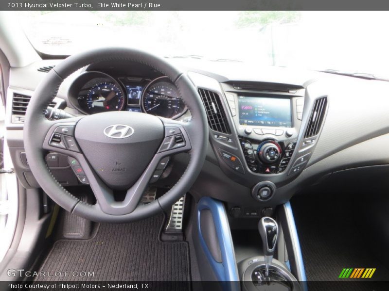 Elite White Pearl / Blue 2013 Hyundai Veloster Turbo