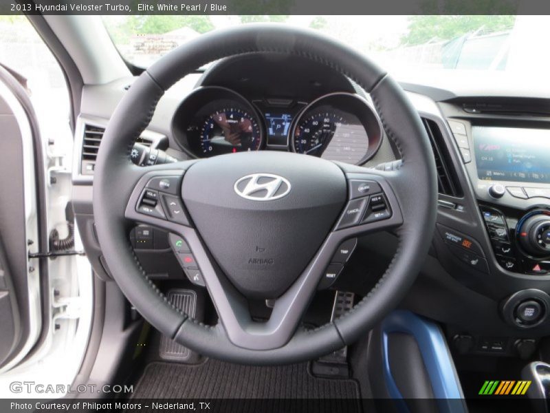Elite White Pearl / Blue 2013 Hyundai Veloster Turbo