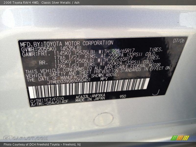 Classic Silver Metallic / Ash 2006 Toyota RAV4 4WD