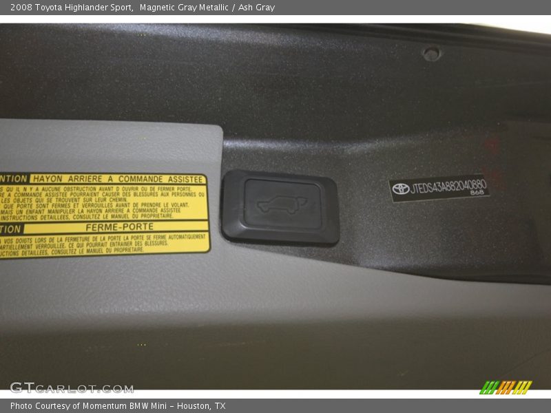 Magnetic Gray Metallic / Ash Gray 2008 Toyota Highlander Sport