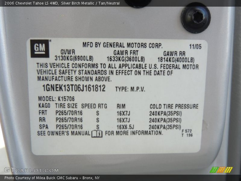 Silver Birch Metallic / Tan/Neutral 2006 Chevrolet Tahoe LS 4WD