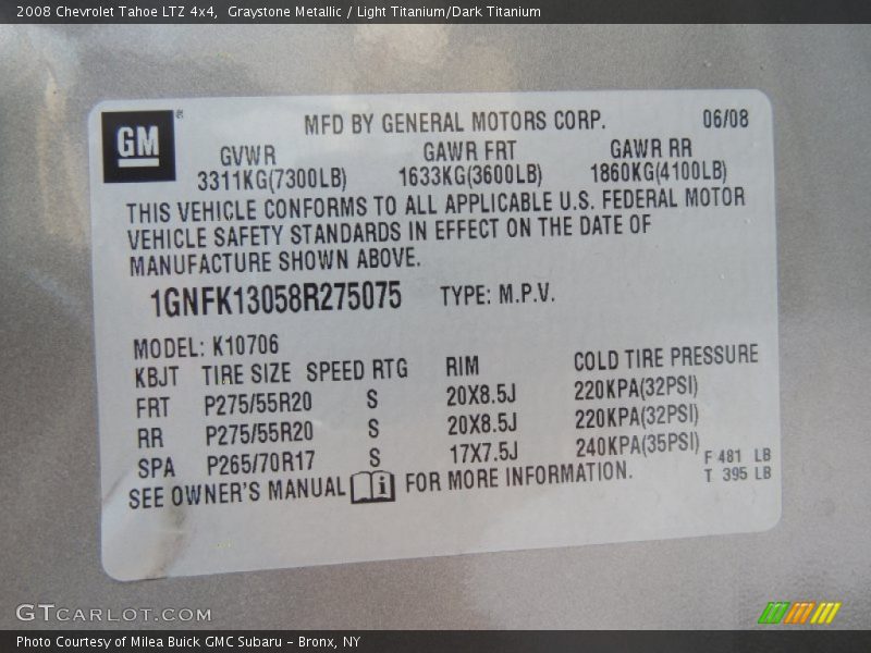 Graystone Metallic / Light Titanium/Dark Titanium 2008 Chevrolet Tahoe LTZ 4x4