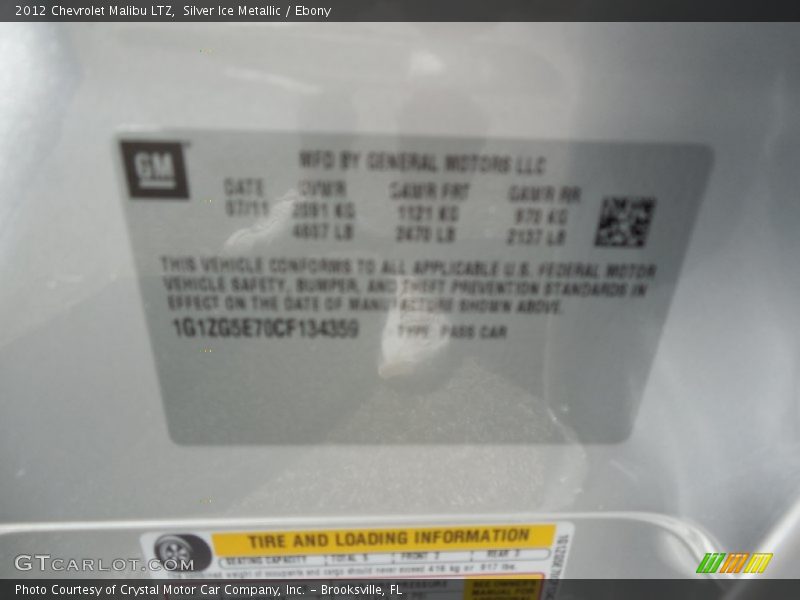 Silver Ice Metallic / Ebony 2012 Chevrolet Malibu LTZ
