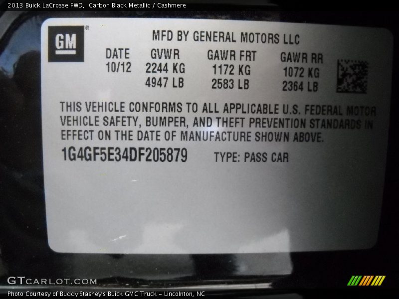 Carbon Black Metallic / Cashmere 2013 Buick LaCrosse FWD
