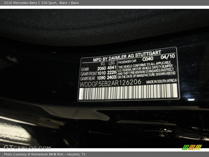 Black / Black 2010 Mercedes-Benz C 300 Sport