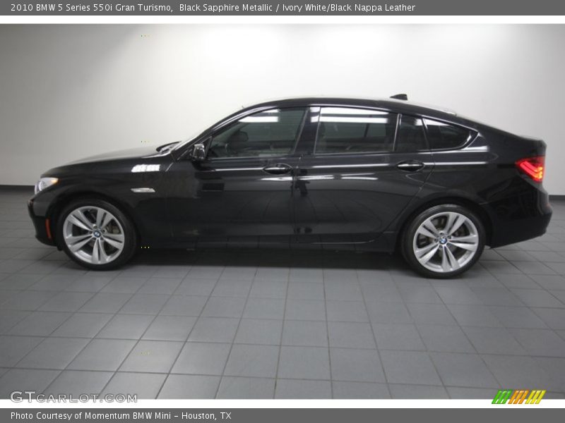 Black Sapphire Metallic / Ivory White/Black Nappa Leather 2010 BMW 5 Series 550i Gran Turismo