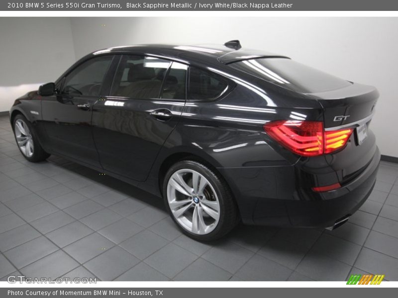 Black Sapphire Metallic / Ivory White/Black Nappa Leather 2010 BMW 5 Series 550i Gran Turismo
