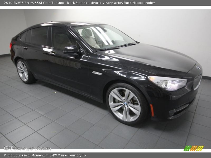 Black Sapphire Metallic / Ivory White/Black Nappa Leather 2010 BMW 5 Series 550i Gran Turismo